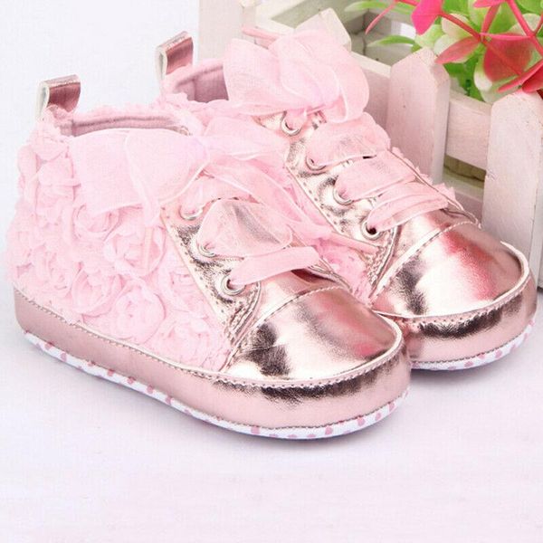 first walkers toddler baby girl non-slip soft sole crib shoes pu leather lace floral embroidered prewalker sneaker kids walker 0-18m